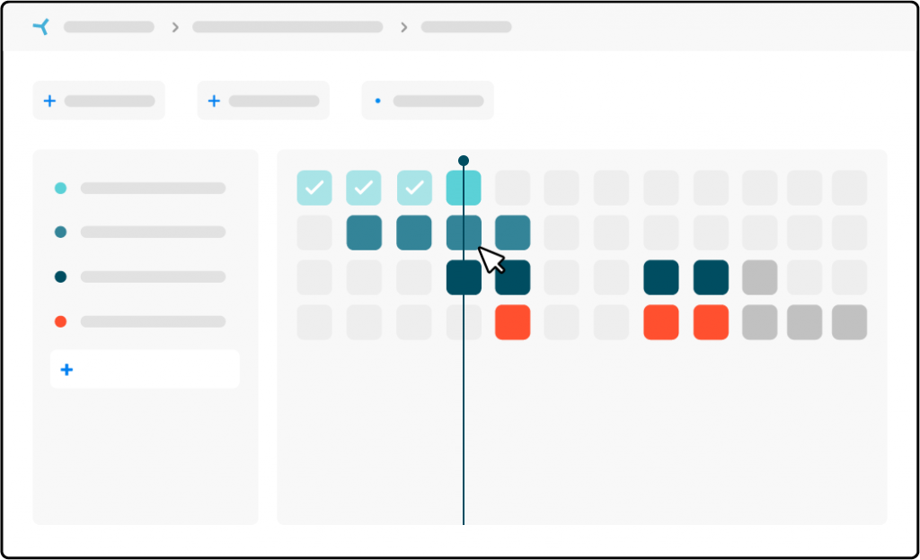 Statuszeile eines digitalen Bauzeitplans in KYP Project.